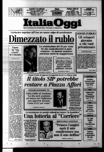 Italia oggi : quotidiano di economia finanza e politica